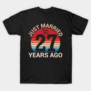 Just Married 27 Years Ago Husband Wife Married Anniversary T-Shirt